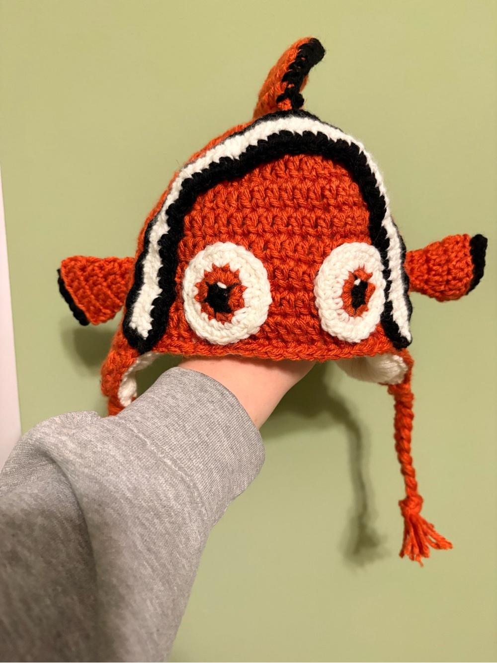Handmade Orange Fish Crochet Kids Hat with Earflaps